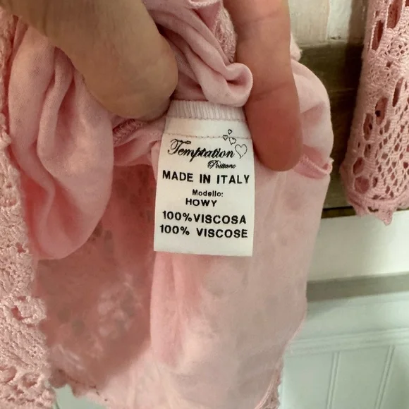 TEMPTATION POSITANO Designer Lace Light Baby Pink Top Blouse Size XS - Picture 4 of 7